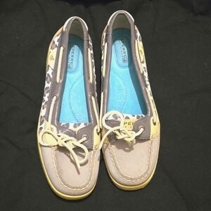 Sperry top siders gray leopard print